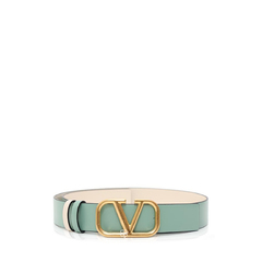Valentino	V Logo Belt 3cm Reversible Lagoon Tiffany Blue / Ivory