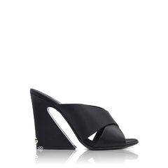 Dolce & Gabbana 	Women Geometric Heel Mules 105mm in Black Satin