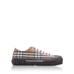 Burberry	Men Vintage Check Low-top Sneakers in Birch Brown Cotton with Lace-up Closure