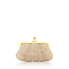 Christian Louboutin	Loubi Croissant Snake Skin Clutch in Beige