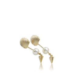 Christian Dior	Sea Garden Seashell and Pearl Earring in Gold Metal