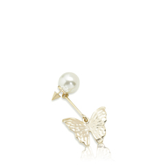 Christian Dior	Butterfly Tribales Earrings in Gold Metal with White Resin Pearl