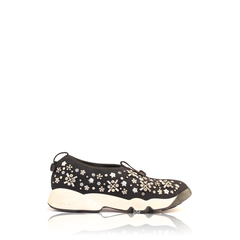 Christian Dior	Black Crystal Embellished Mesh Fusion Sneakers