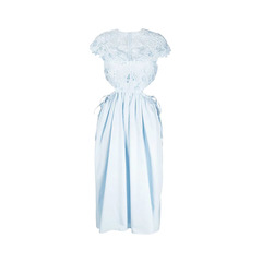 Self Portrait	Peony Cotton Guipure Lace Midi Dress Light Blue