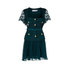 Self Portrait	Guipure Lace Mini Dress Green Teal