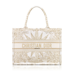 Christian Dior	Book Tote Medium Reve D'Infini Embroidery White - Gold