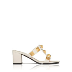 Valentino	Roman Stud Chunky Heel Slide Sandal 60 Light Ivory