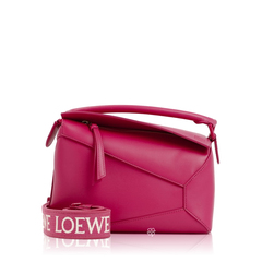Loewe	Small Puzzle Edge Bag Satin in Ruby Red Glaze w/ Rabbit Charm