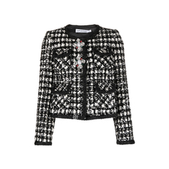 SELF PORTRAIT	Check Boucle Blazer Jacket Black