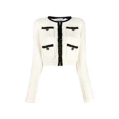 SELF PORTRAIT	Textured Knit Cardigan Cream