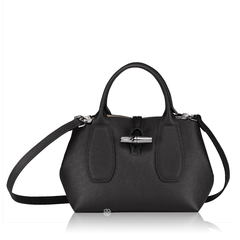 Longchamp Roseau S Top Handle Bag Smooth Leather Black