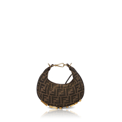 Fendi	Fendigraphy FF Jacquard Mini Hobo Bag Dark Brown