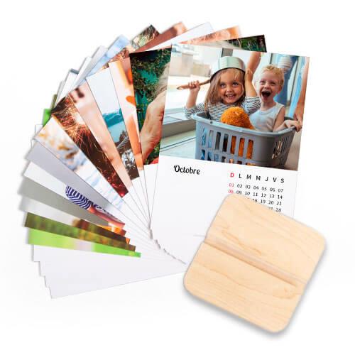 Calendrier photo avec support en bois, Calendrier de bureau personnalisé