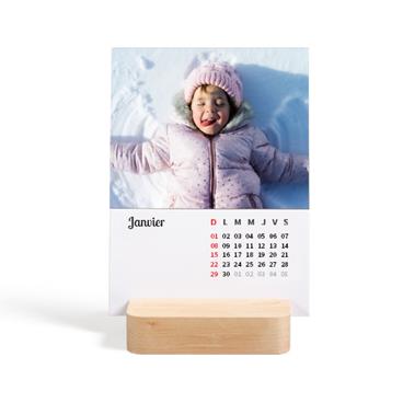 Calendrier photo socle en bois Etiquette