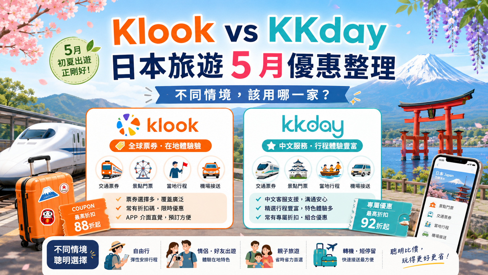 Klook 還是 KKday？2026 年 5 月日本旅遊優惠一次看