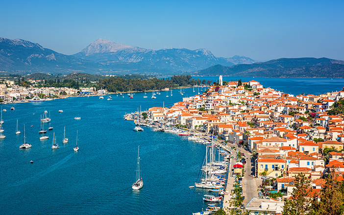 View of Poros, a volcanic island