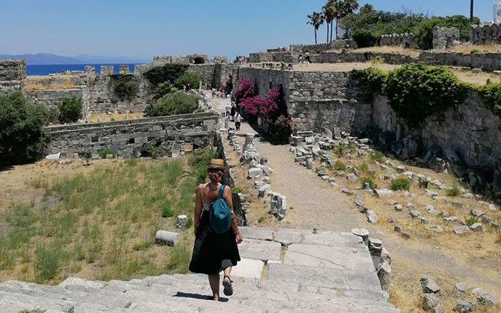 Girl in the archaeological site