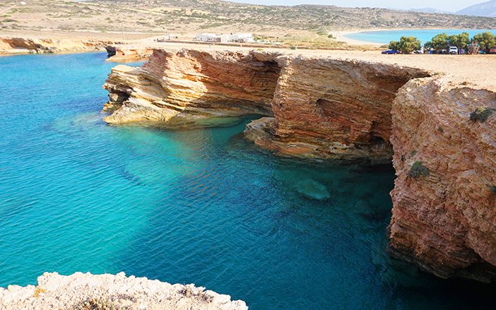 Koufonissia in the view of blue waters and caves