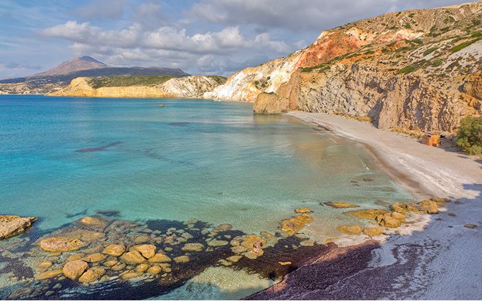 The beautiful beach Firiplaka in Milos