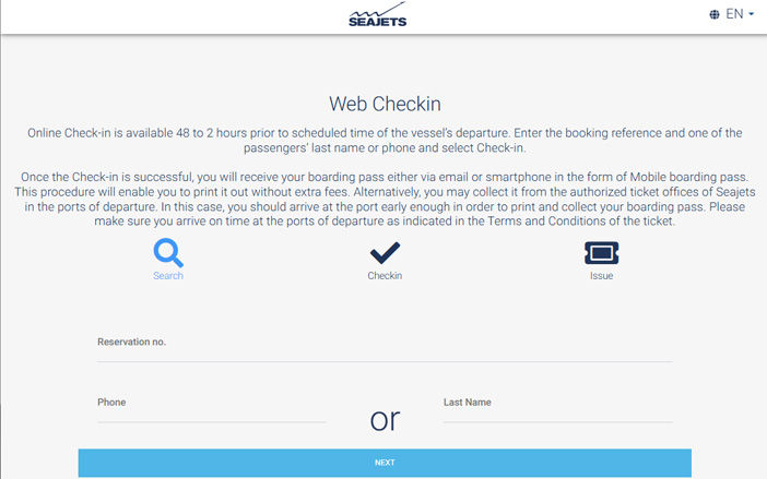 Fill in your passenger data on the Seajets website