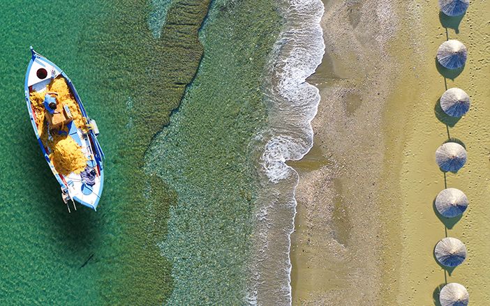 Sandy beach near Panormos in Tinos