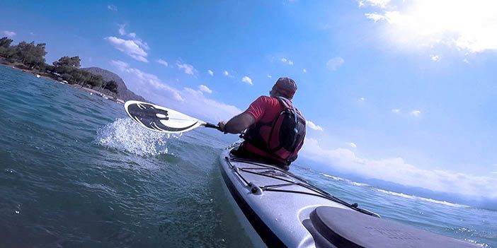 Kayak in Tilos island in the blue waters