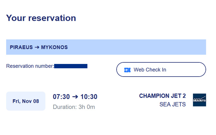 Web check-in button on confirmation voucher
