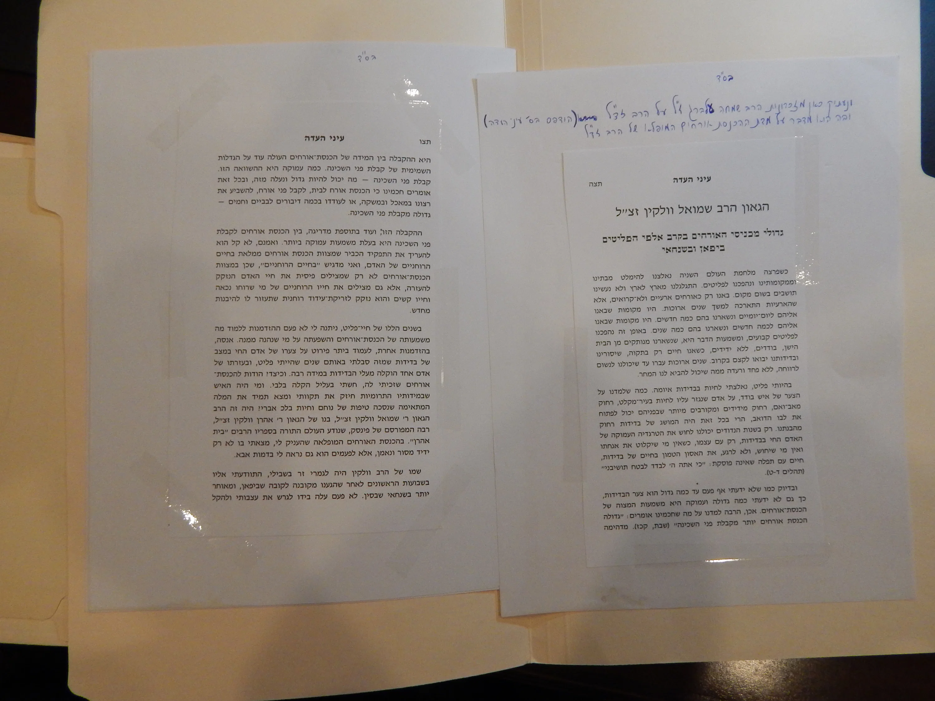 רבי שמואל דוד וואלקין קטע מספר עיני העדה עליו