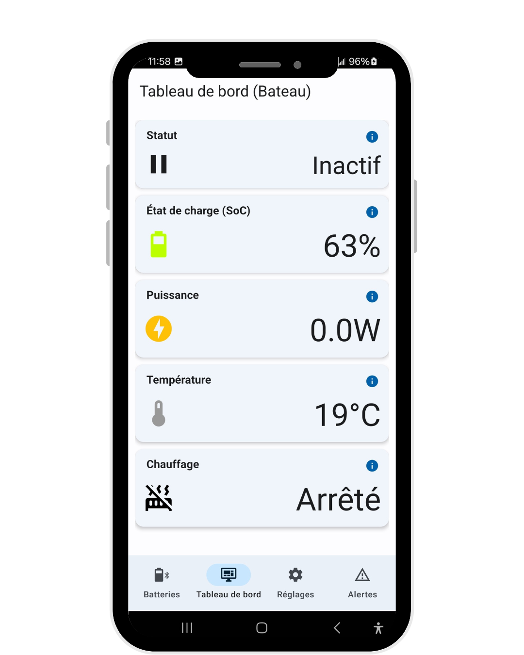 Application mobile - External status display