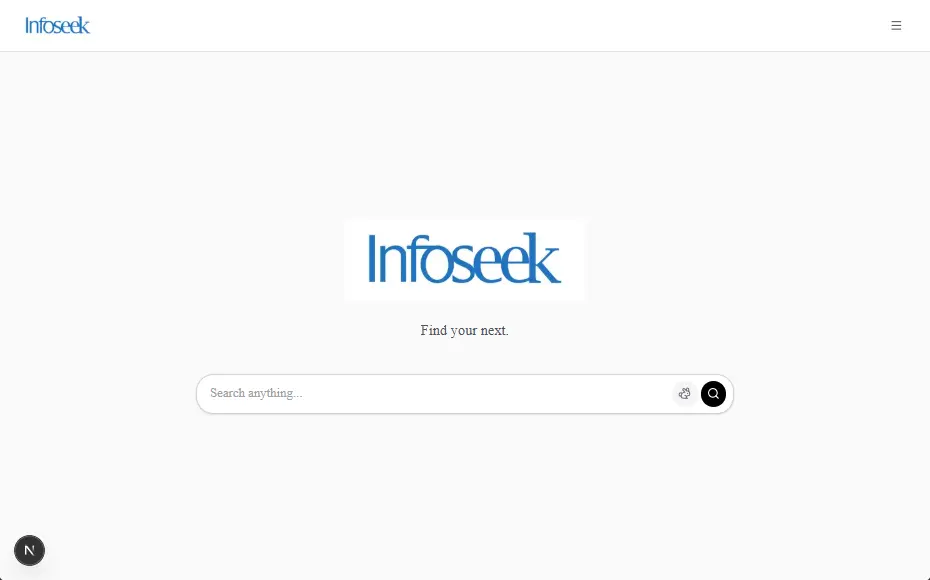 Infoseek home page with the Infoseek logo above a central search bar