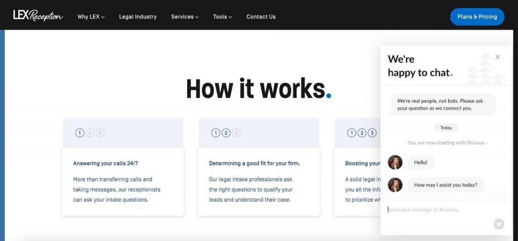 Chatting with a LEX Reception customer service professional