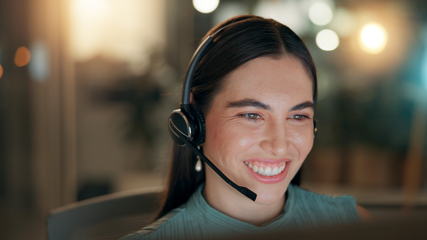 Receptionist smiling