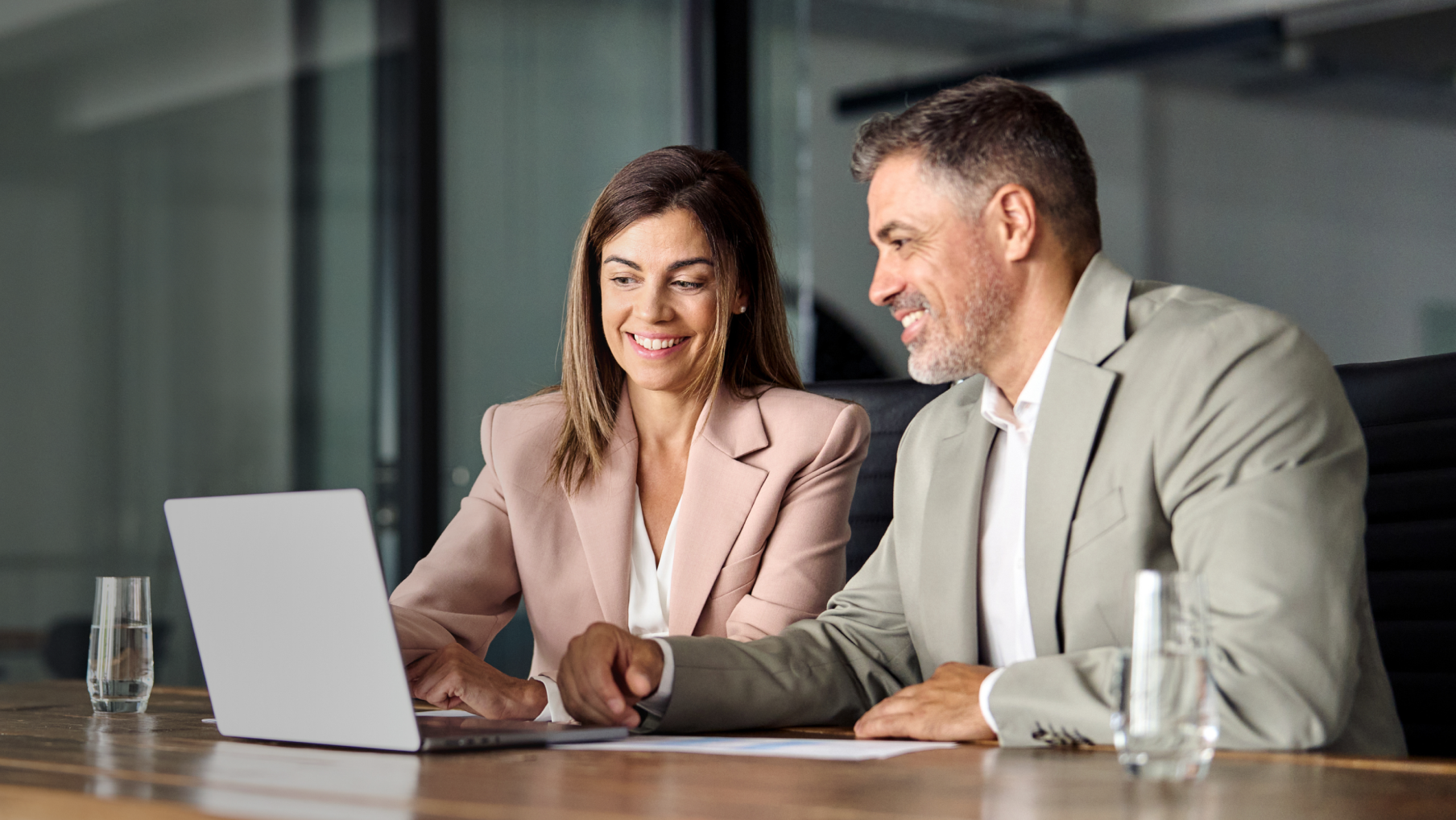 Two lawyers looking at laptop