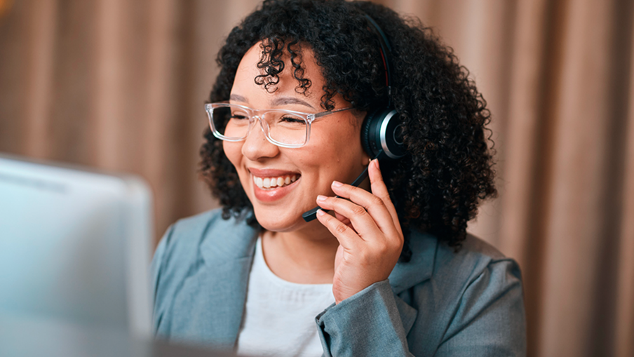 Legal receptionist smiling