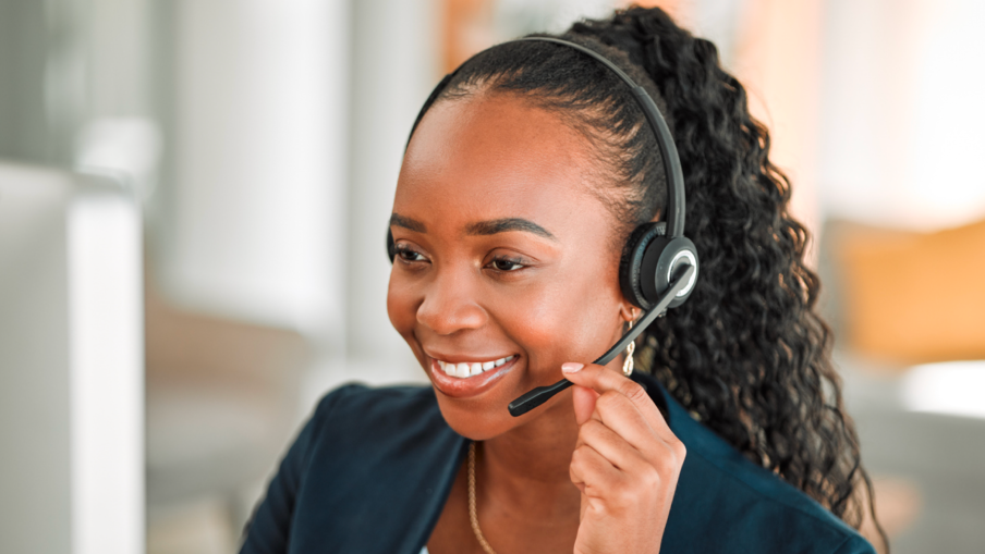 Virtual receptionist smiling