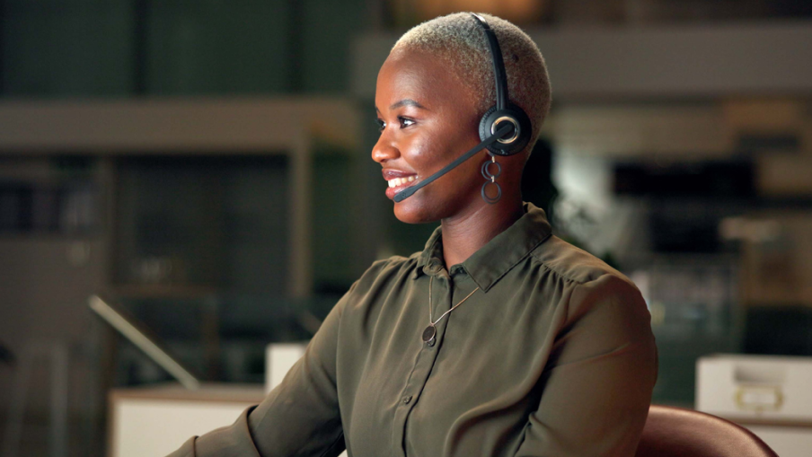 Receptionist smiling