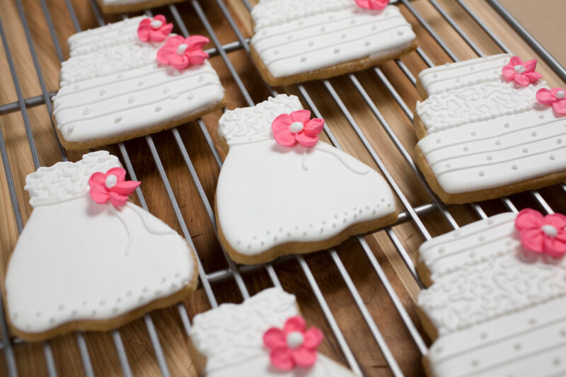 Decorated wedding dress cookies from Foodlife