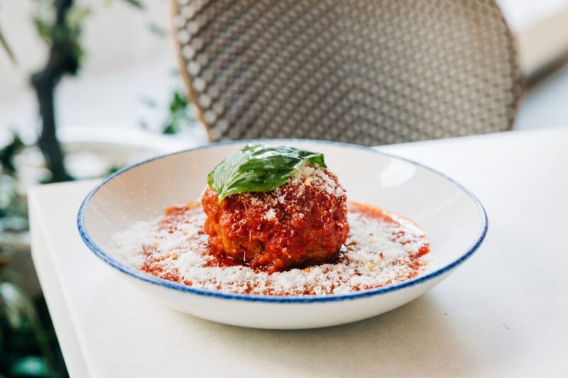 Prime Beef Meatball Parmigiana at Pizzeria Portofino