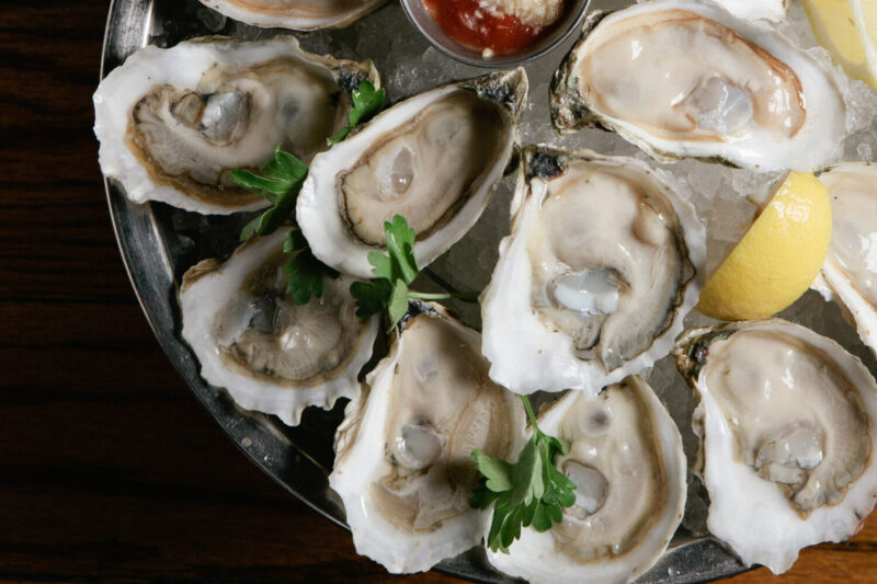 Oysters on a platter at Shaw's