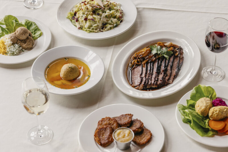 Passover table spread at Saranello's