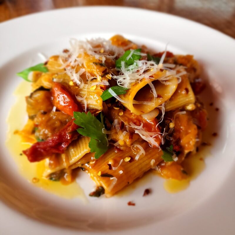 Rigatoni with Charred Eggplant