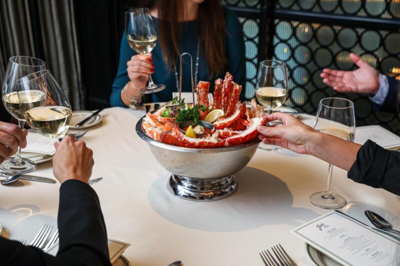 Joe's DC private dining area with fresh seafood set up at a lively dining table