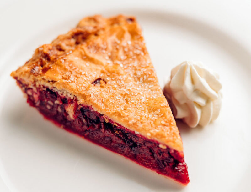 Shaw's Raspberry Pie on a plate