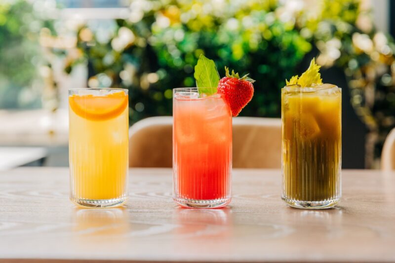 Variety of fresh juices at The Oakville