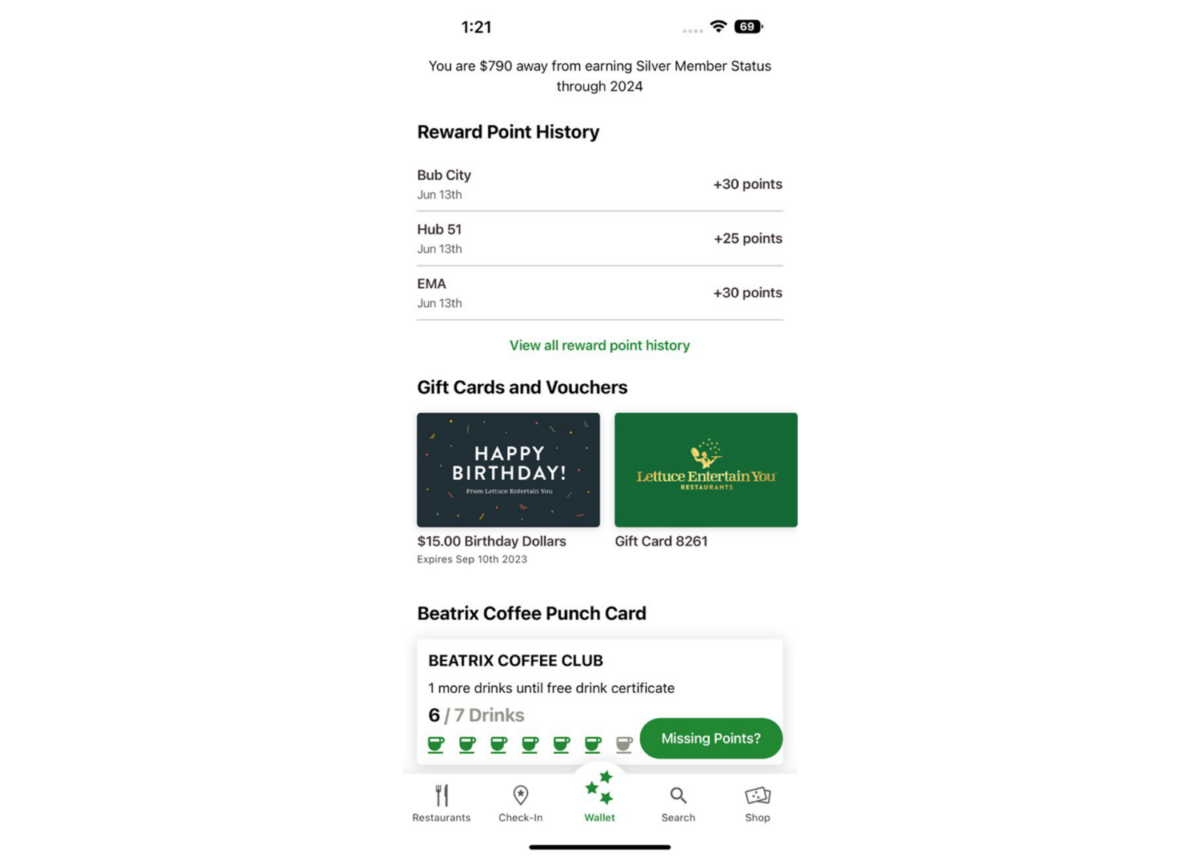 Screenshot of the Lettuce Eats App
