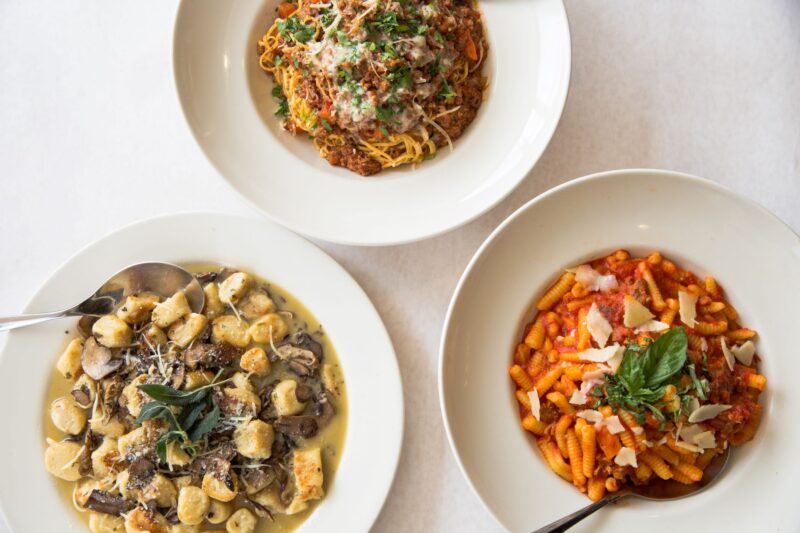 Three dishes at Antico Posto