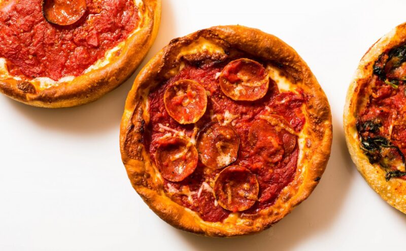 Deep dish pizza from Beatrix market