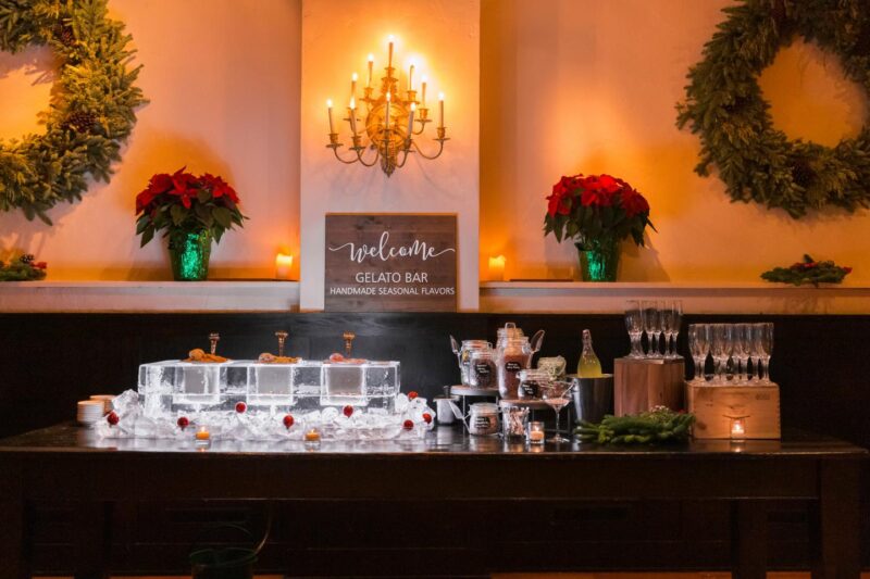 Gelato bar with handmade seasonal flavors at Osteria Via Stato