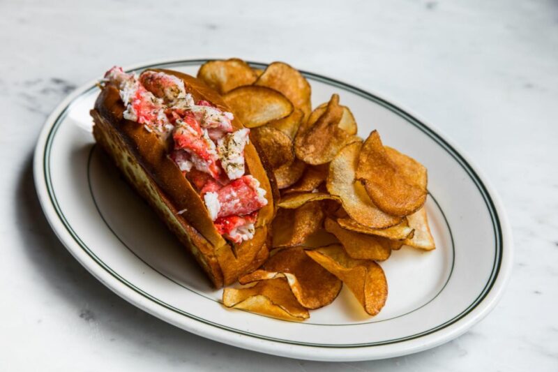 Joe's Seafood crab roll and Chips