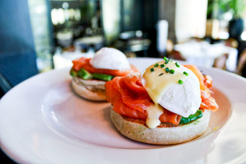 Mon Ami Gabi's Salmon Eggs Benedict